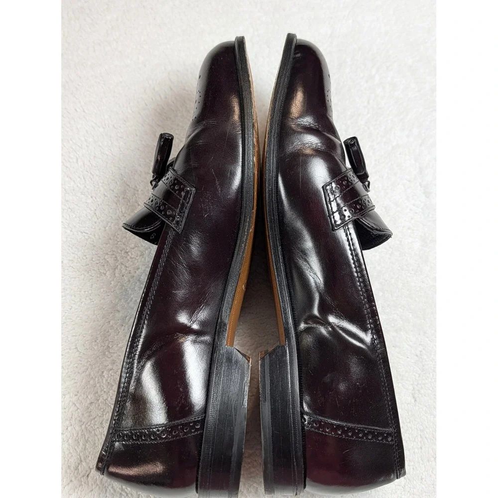 Duccio Papini Italy Burgundy Leather Tassel Brogue Loafers Mens Size 9 363